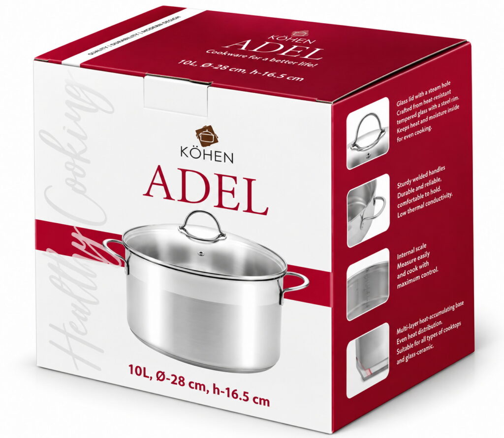 Каструля з кришкою Adel 28x16.5 см (10 л), KOHEN KN99018 - Фото 5