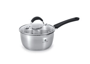 Enigma 16см, 1,5л Ківш з кришкою Kohen, нержавіюча сталь, силіконові ручки - Фото 2